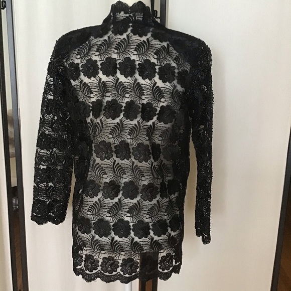Ethereal Luxurious Naga Milo Black Lace Beaded Blouse Size Small - Picture 5 of 8